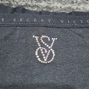 VICTORIA SECRET RHINESTONES BLACK V-STRING NWOT MEDIUM